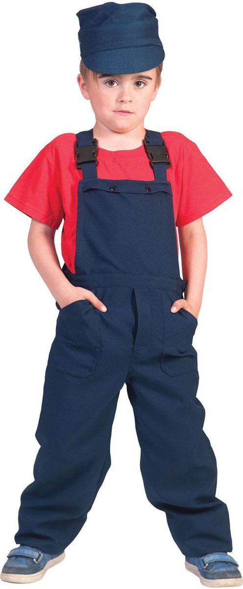 Blauwe Kinder Werkmans Overall Blauw | Jongen | Maat 140 | Carnaval kostuum | Verkleedkleding